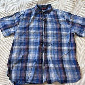 Tommy Bahama Blue and White Casual Button Down Shirt